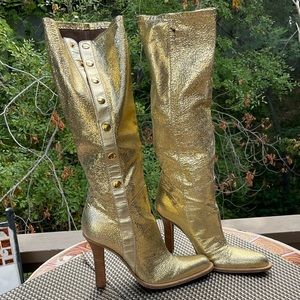 Casadei metallic gold 4” designer Italian pump  boots 6